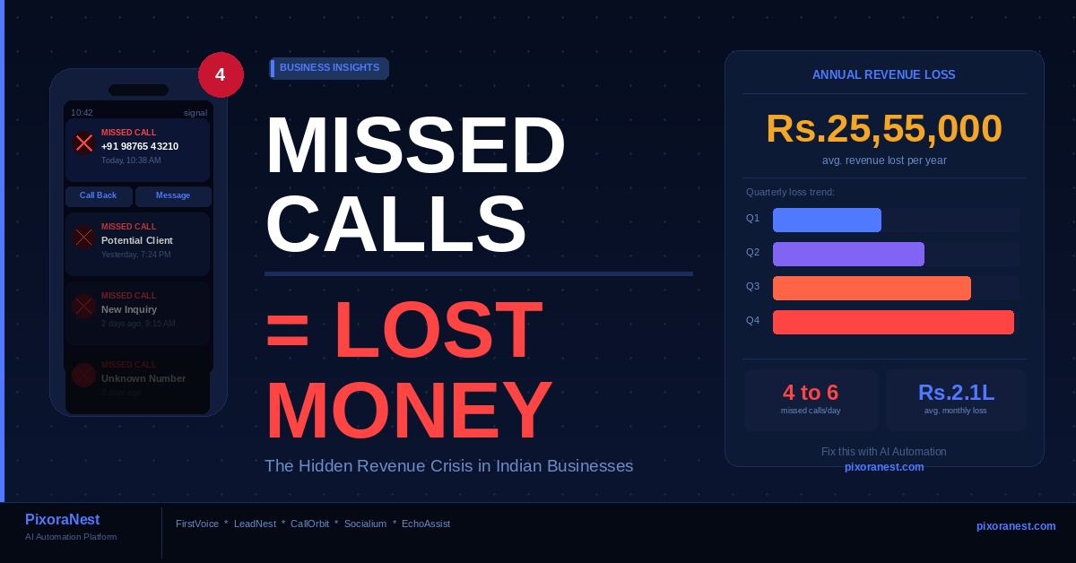 Missed Calls = Lost Money: The Hidden Problem Draining Indian Businesses Every Day – PixoraNest AI Automation Blog